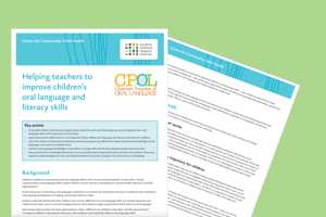 Helping Teachers to Improve Children’s Oral Language and Literacy Skills